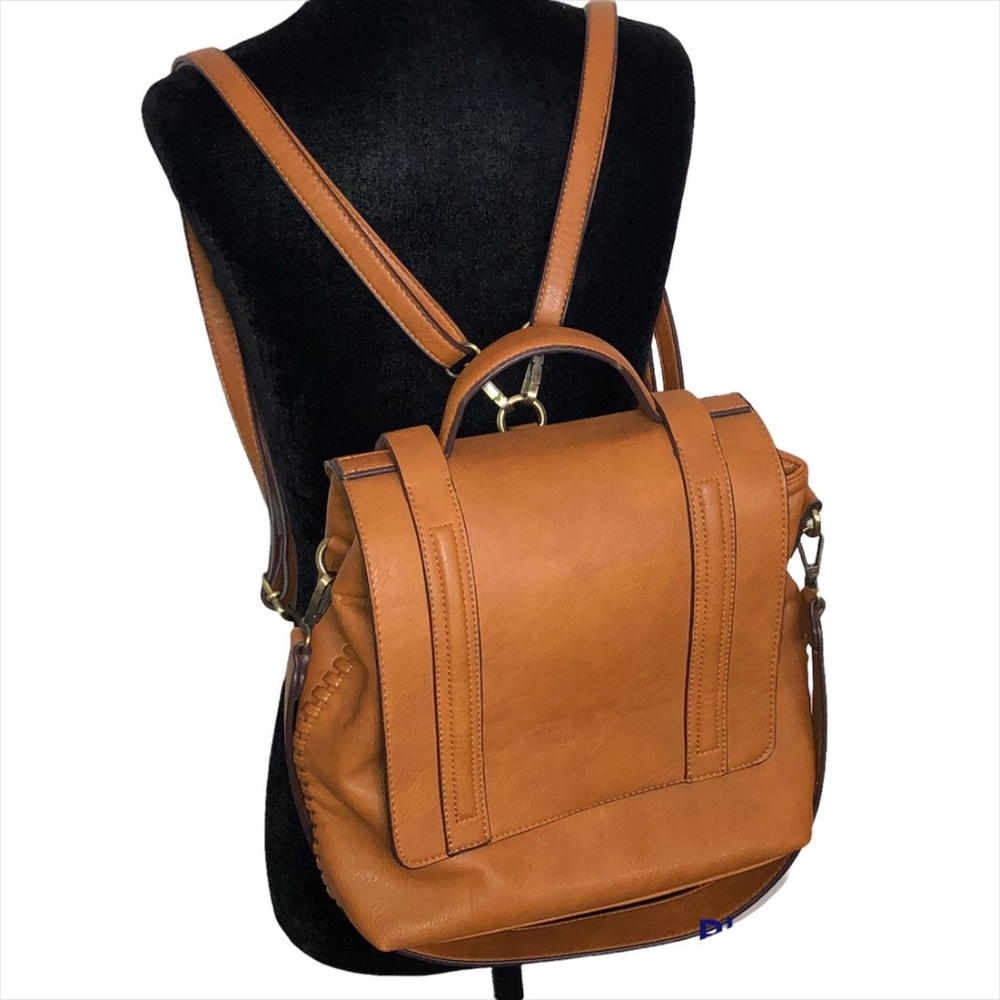 ANTIK KRAFT Convertible Faux Vegan Leather Messenger Bag Backpack